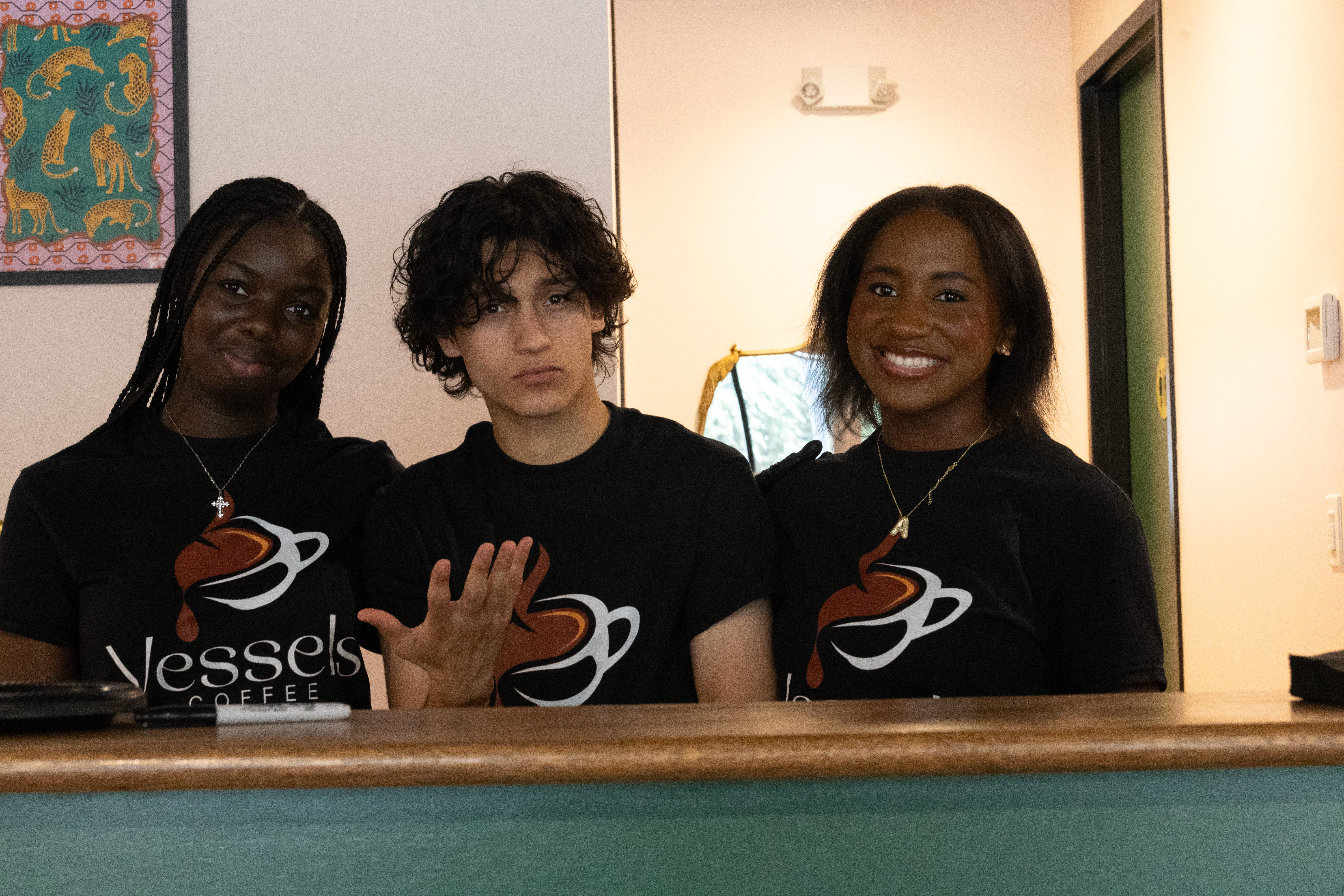 Launch party guests wearing Vessels Coffee Merch